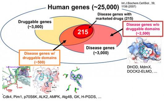 疾患関連遺伝子(Disease genes)と創薬の難易度(Druggability)