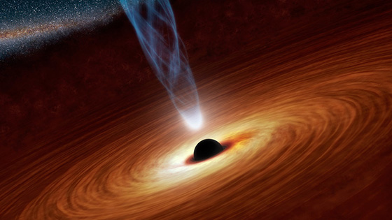 銀河の中心にある超巨大ブラックホールの想像図（NASA提供）