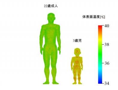 図 1時間路上を歩行後の体表面温度(提供 名古屋工業大学など研究グループ)