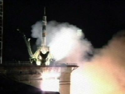 バイコヌール基地から飛び立つたソユーズ宇宙船