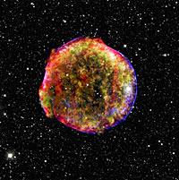 ティコの超新星残骸の合成画像  (提供：マックスプランク天文学研究所) 