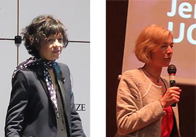 写真2 2017年4月に行われた日本国際賞受賞記念講演会で講演するシャルパンティエ氏(左)とダウドナ氏(右)