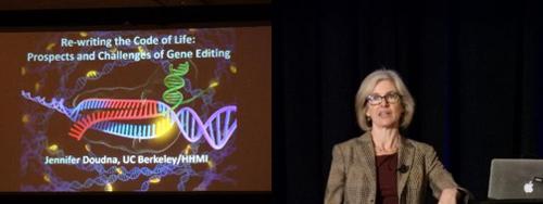 写真4 「遺伝子編集技術の開発は社会で議論されるべき」とダウドナ氏。