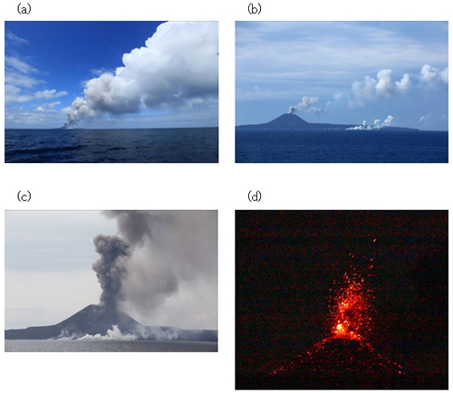 写真1. 西之島噴火写真(撮影 阿部英二：東京大学地震研究所)