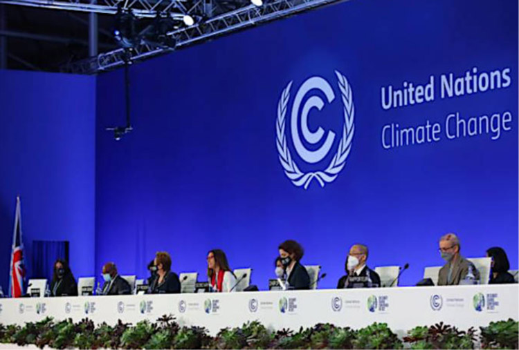 昨年10月31日から11月13日まで英国・グラスゴーで開かれた国連気候変動枠組み条約（UNFCC）の第26回締約国会議（COP26）の開幕セッションの様子（UNFCC事務局提供）