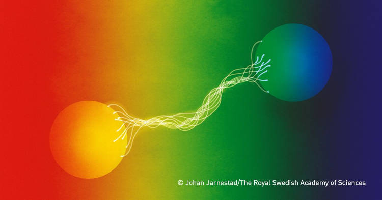 量子もつれの概念図（ヨハン・ジャーネスタッド氏、スウェーデン王立科学アカデミー提供）