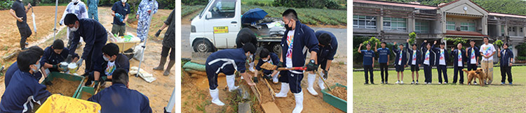 沖縄県立辺土名高校、北部農林高校の生徒たちとの活動の様子（名久井農業高校提供）