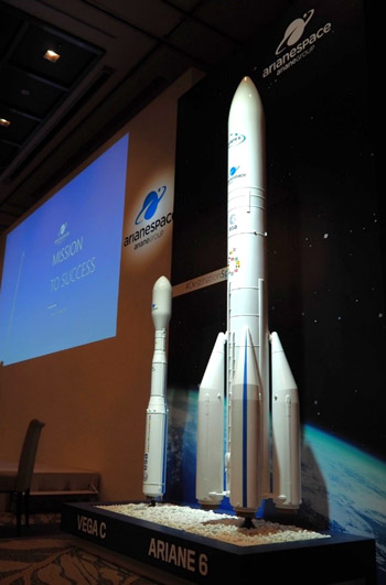 Model of Ariane 6 (front) = last October in Tokyo