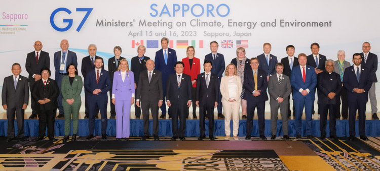 G7気候・エネルギー・環境相会合の主な出席者。環境省の「G7気候・エネルギー・環境相会合の概要」から（環境省提供）
