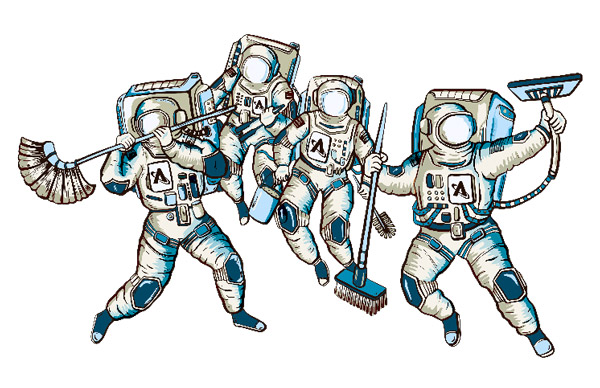 アストロスケールがSPACE SWEEPERS(宇宙の掃除人)となることをイメージしたイラスト(アストロスケール提供)
