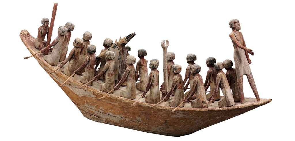 エジプトの船（紀元前2010-1961） エジプト王朝の王の墓から出土された木製の船の模型。