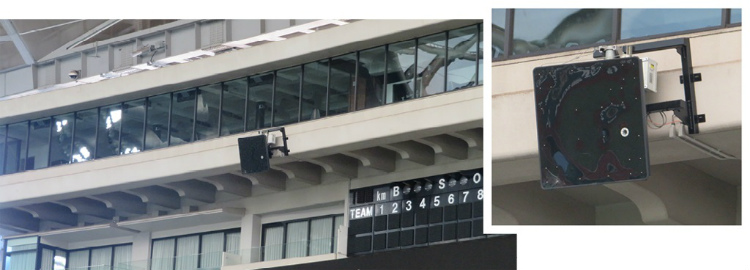 埼玉西武ライオンズのホームスタジアム（メットライフドーム）に設置されたトラックマンのカメラ。 （画像提供：西武ライオンズ）